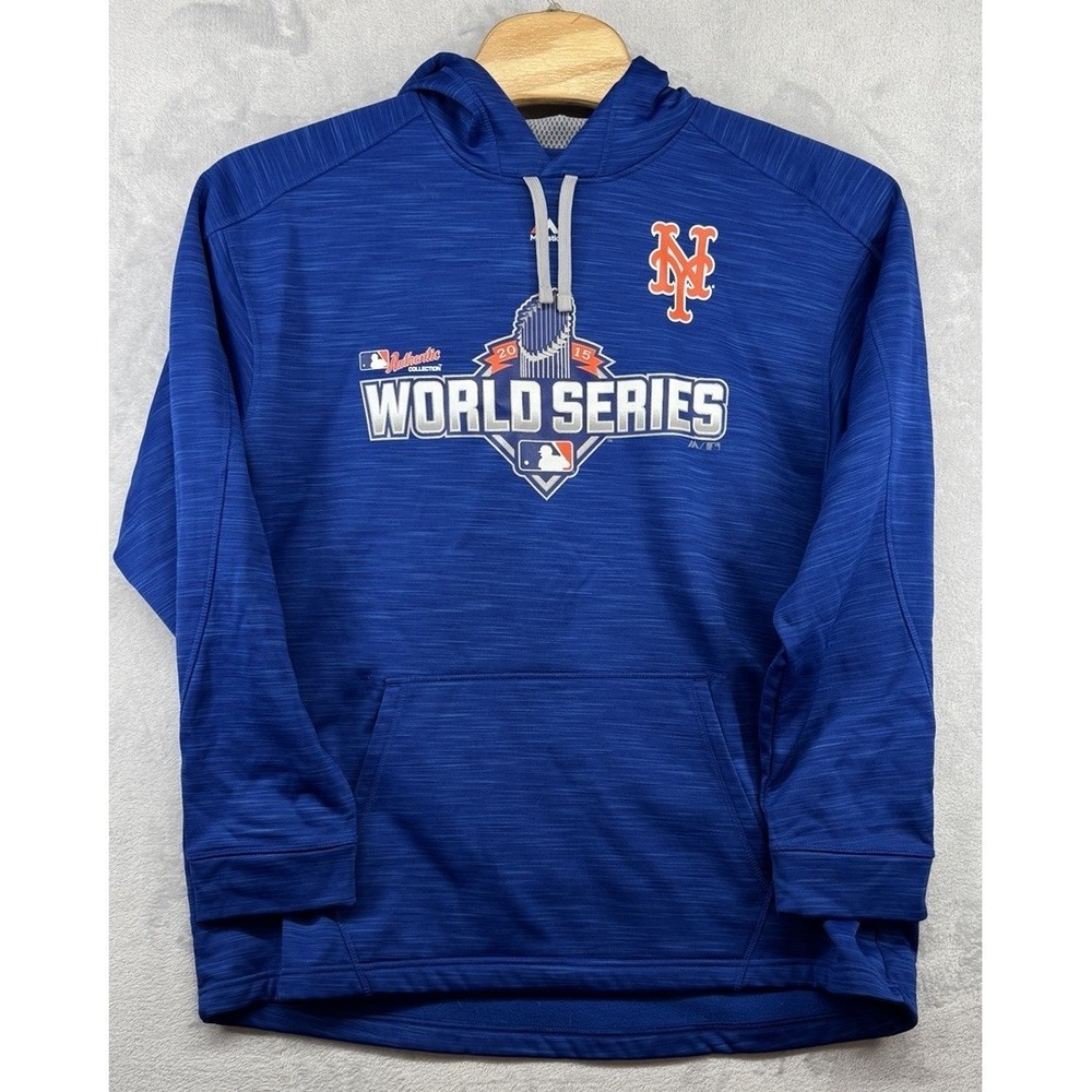 Majestic New York Mets 2015‎ World Series MLB Blue Hoodie Sweatshirt Men's XL